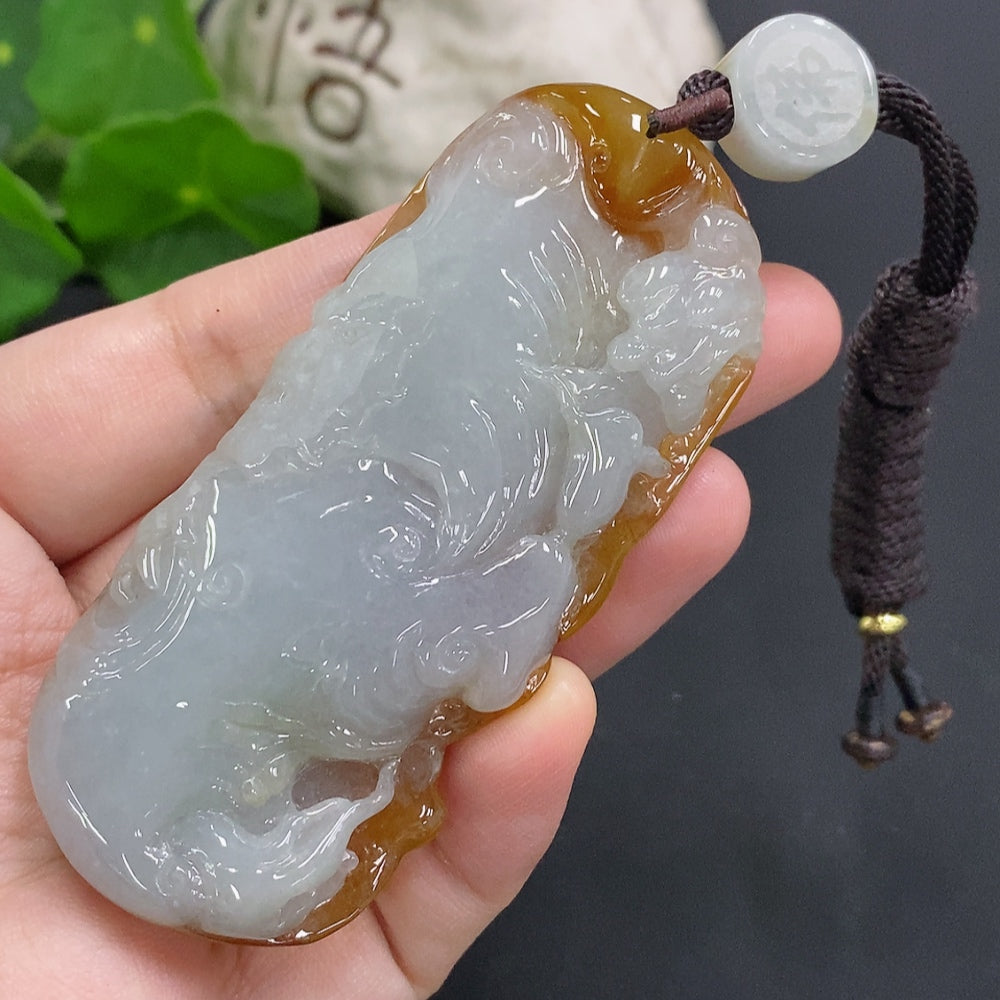 Huiliu certified jadeite Buddha pendant on cord, featuring a detailed carved jade Buddha figure, natural green gemstone jewelry.