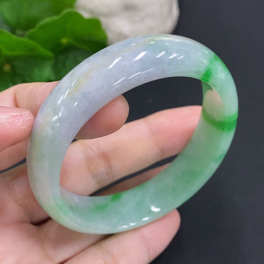 Broken Jadeite Concubine Bracelet by HUILIU HQ, size 58/50.7, approx. 49.1g, featuring natural jade stones and intricate design.