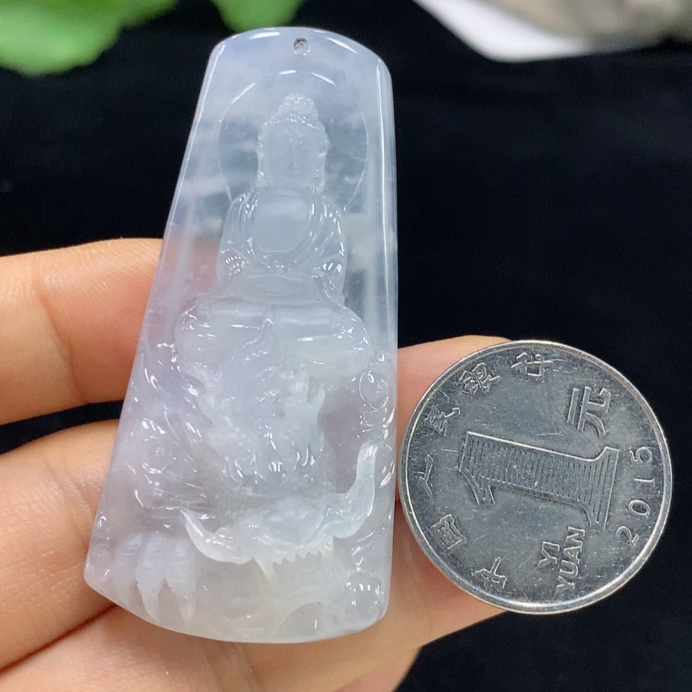 Jadeite Divine Dragon Protector Pendant by HUILIU HQ featuring a detailed jade dragon carving on a polished jade pendant.