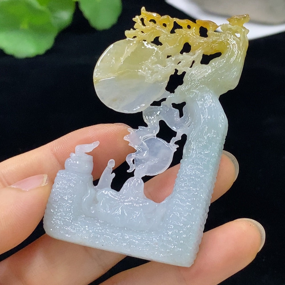 HUILIU HQ jadeite formless pendant showcasing smooth, natural jade stone with a polished, organic shape on a plain background.
