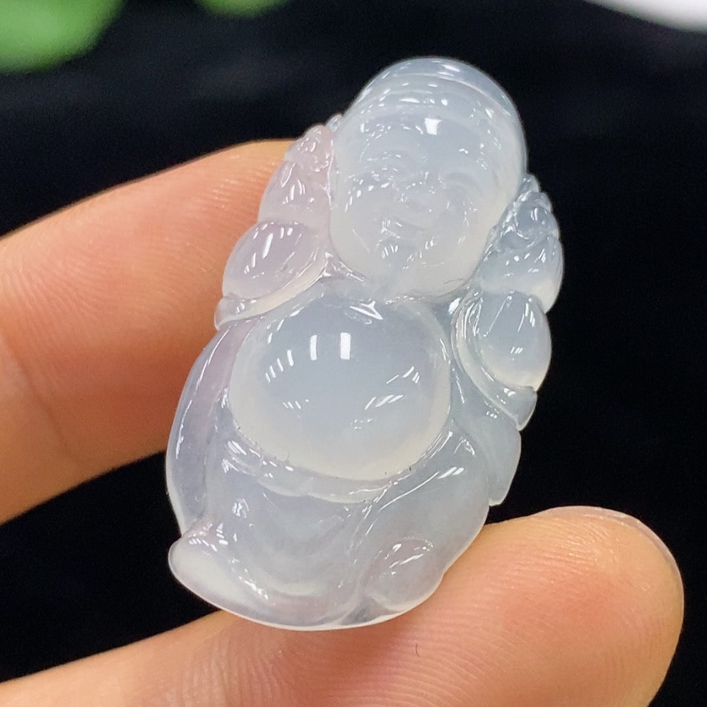 Jadeite God of Wealth pendant from HUILIU HQ, featuring a detailed carved jade design, weighing approx. 5.07g.