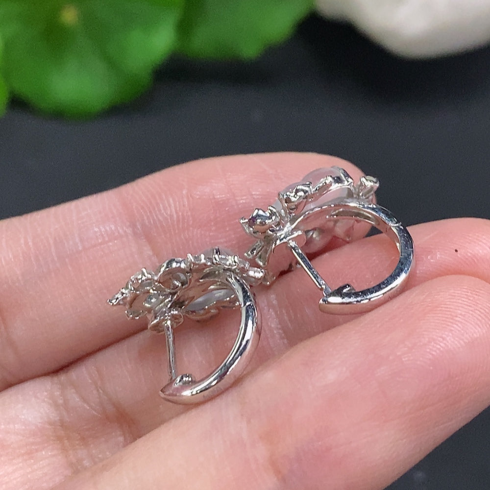 HUILIU HQ jadeite gourd earrings with 18K gold and diamond accents, showcasing intricate inlaid jade design and elegant craftsmanship.