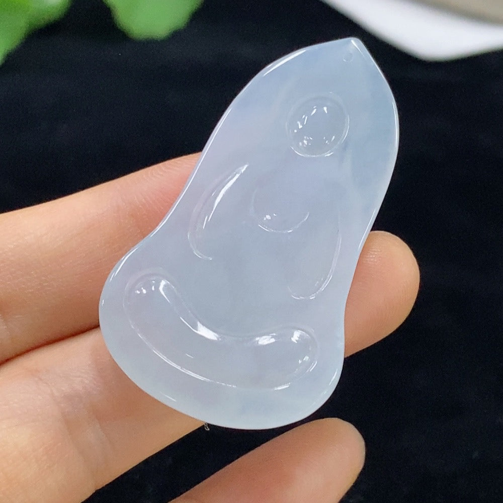 Jadeite Guanyin pendant in intricate design, weighing approximately 11.09g, crafted by HUILIU HQ, featuring smooth jade surface