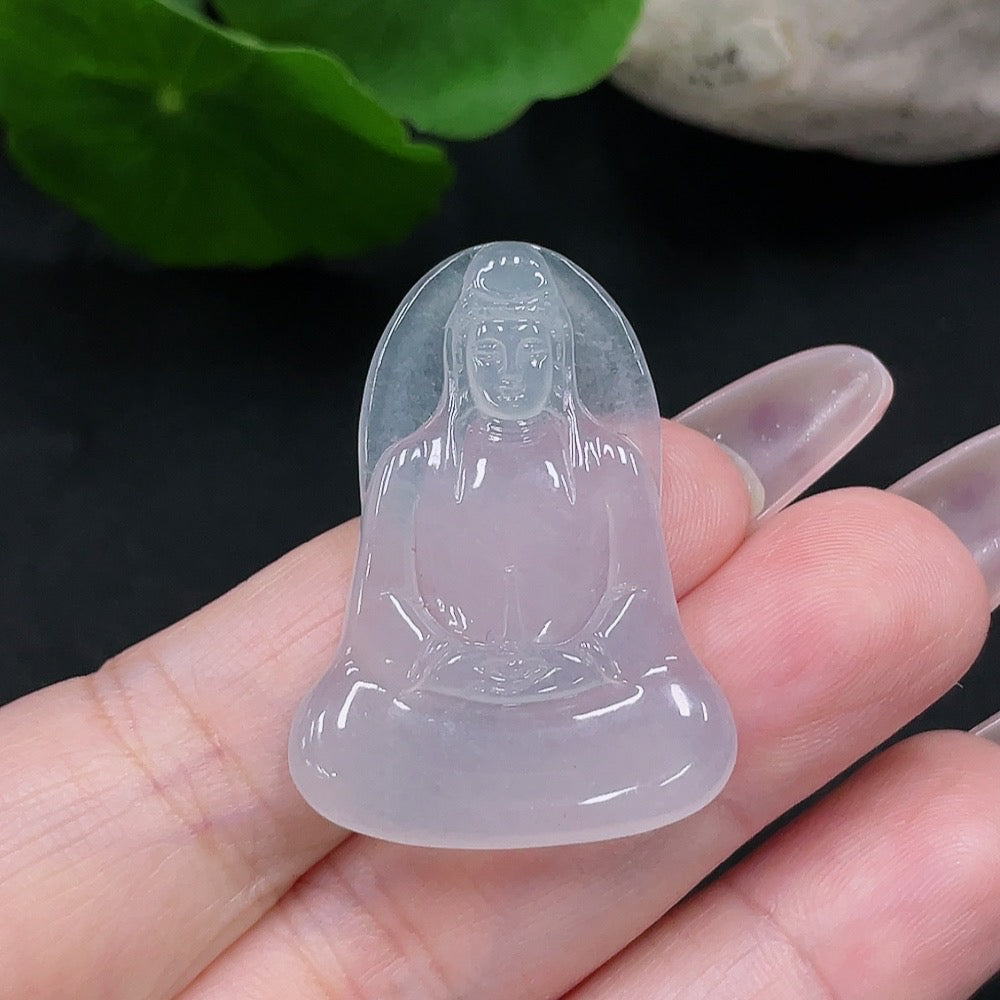 Jadeite Guanyin pendant from HUILIU HQ, intricately carved jade jewelry weighing approximately 6.1g, showcasing detailed craftsmanship.