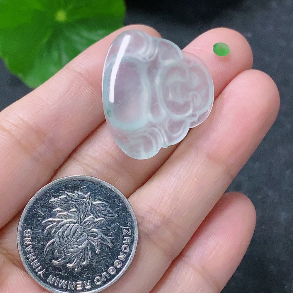 Huiliu Certified jadeite Buddha pendant with intricate inlaid design, showcasing a polished jade jadeite in a detailed Buddha shape.