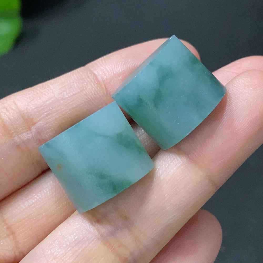 Unpolished jadeite inlaid piece by HUILIU HQ with natural jade surface, Huiliu certified jade jewelry component.