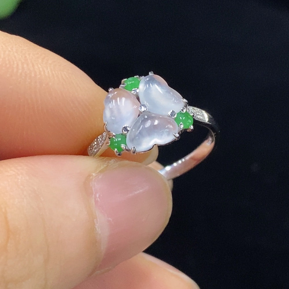 HUILIU HQ jadeite inlaid ring in 18k gold, size 13, with intricate jade design and a total weight of approximately 2 grams.