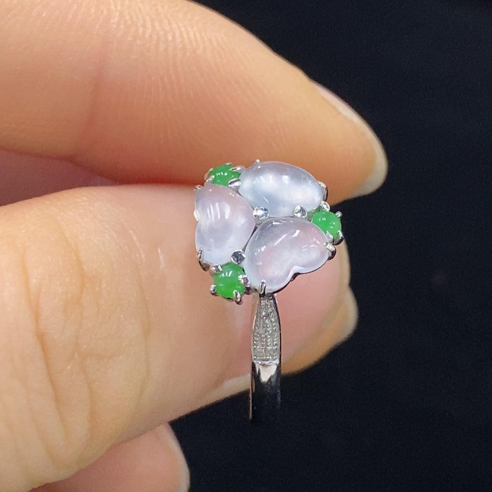 HUILIU HQ jadeite inlaid ring in 18k gold, size 13, featuring a detailed jade design with a total weight of approximately 2g.