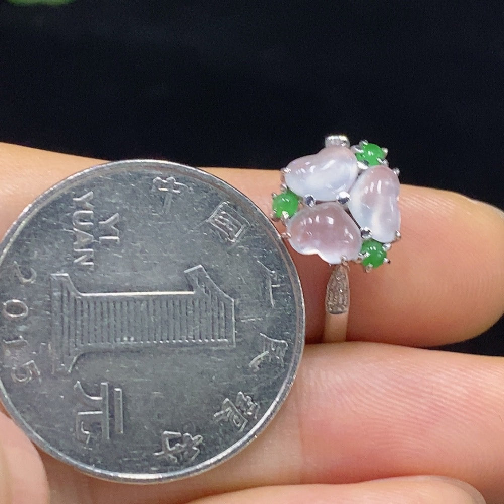 HUILIU HQ jadeite inlaid ring in 18k gold, size 13, featuring a smooth jade surface with metal inlay, weighing approximately 2g.
