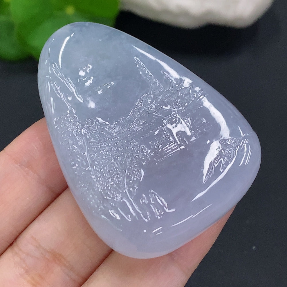 HUILIU HQ jadeite landscape pendant featuring intricate carved scene, weighs approximately 35.7 grams, showcasing detailed jade craftsmanship.