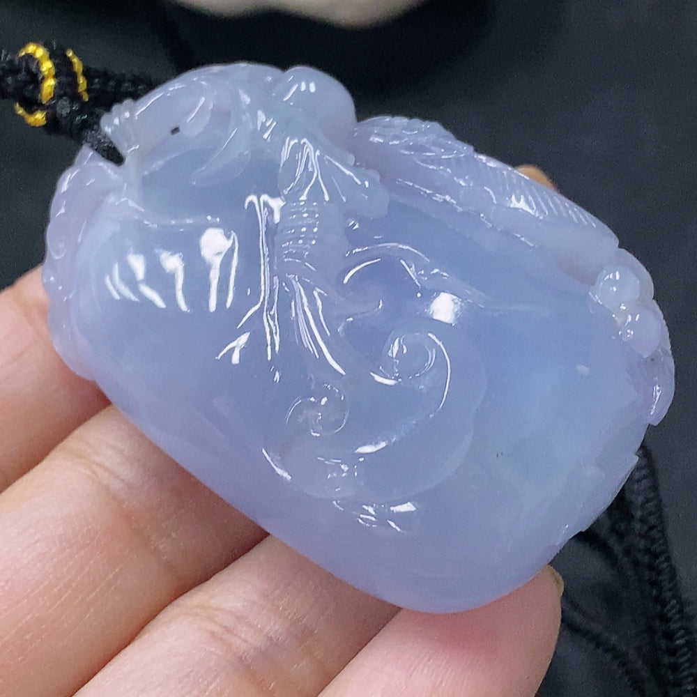 HUILIU HQ jadeite pendant Fu Gua, carved jade with a total weight of approximately 50.44g, natural green jade gemstone.