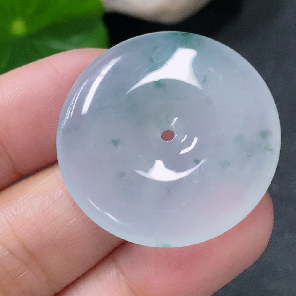 HUILIU HQ Jadeite pendant and peace ring in natural jade, weighs approximately 8.64g, featuring smooth, polished jade stone design