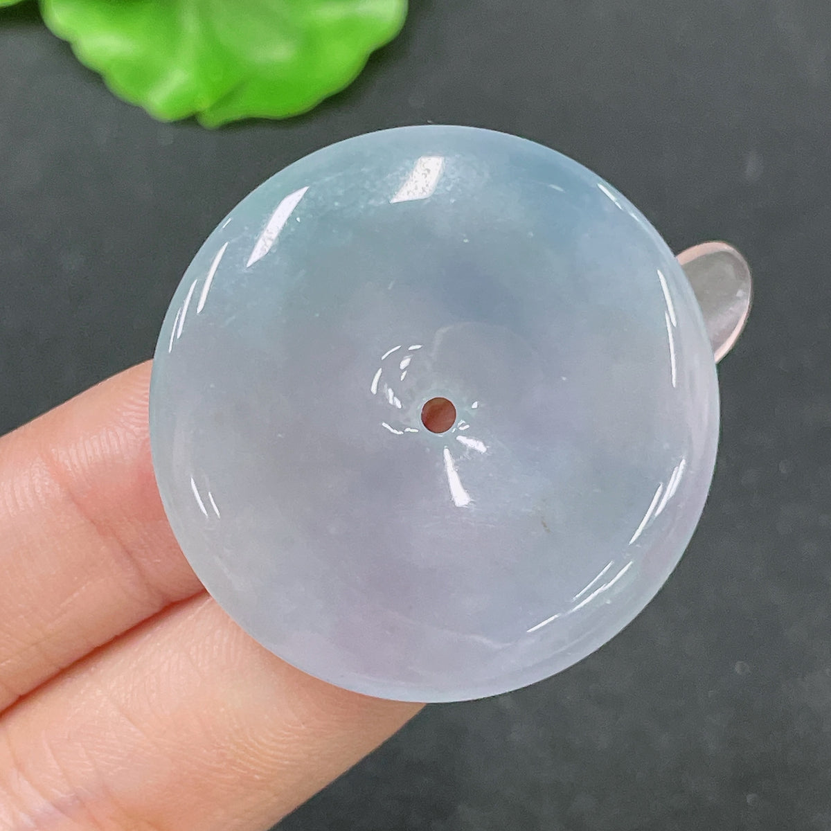 Huiliu HQ jadeite pendant safety buckle featuring smooth green jade with detailed craftsmanship for jewelry security.