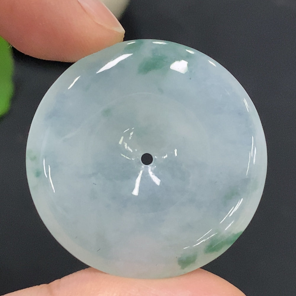 HUILIU HQ jadeite pendant with peace buckle, approx. 13.12g, featuring a smooth green jade stone and intricate design.