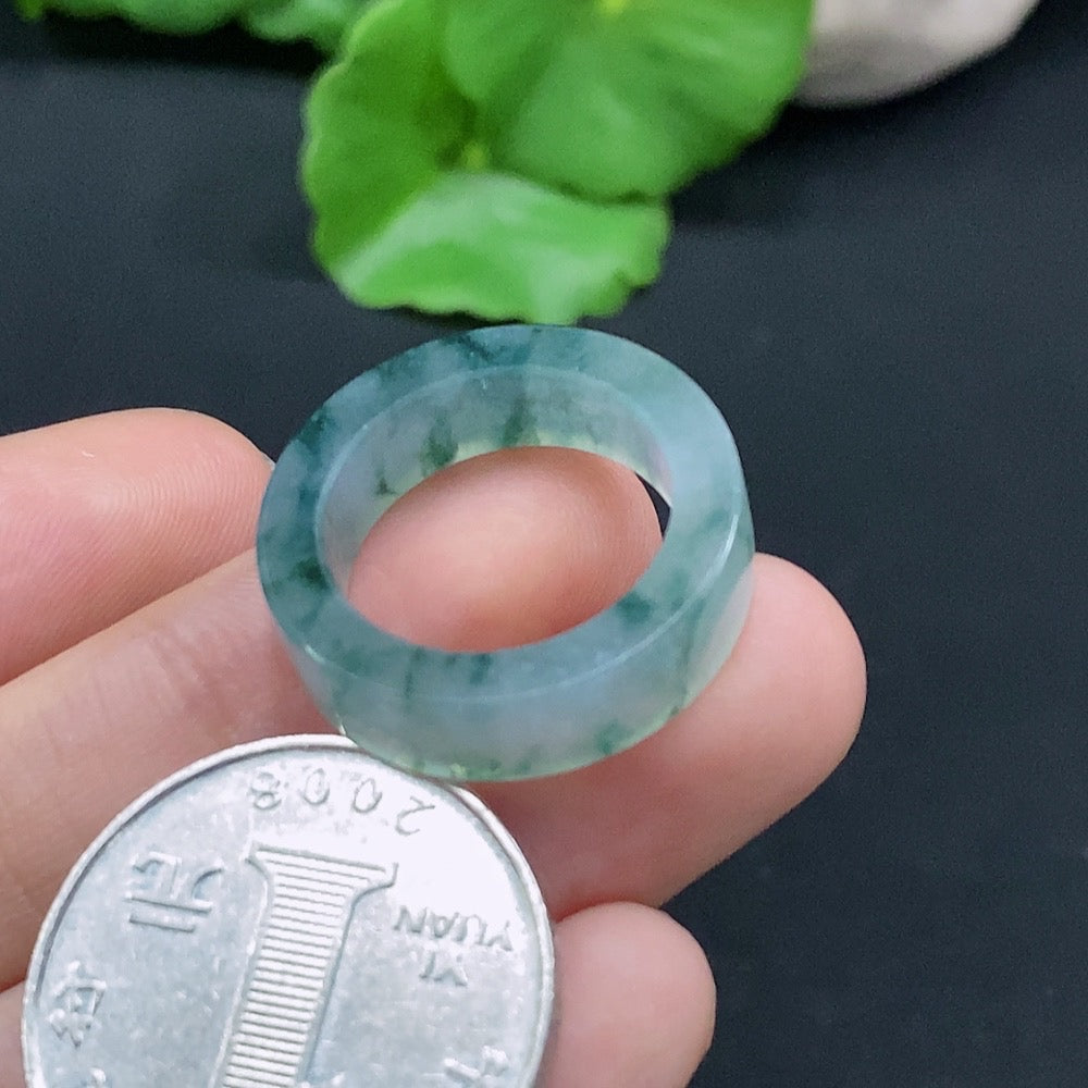 HUILIU HQ jadeite ring size 12 with a total weight of 4.23g, featuring a smooth, polished jade gemstone design.
