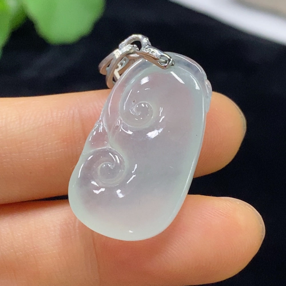 HUILIU HQ jadeite Ruyi pendant, non-gold, smooth green jade, weight approx. 5.52g, traditional Chinese jewelry accessory
