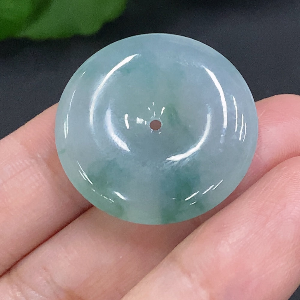 Huiliu HQ jadeite safety buckle, natural green jade with smooth finish, approximately, certified by Huiliu HQ.