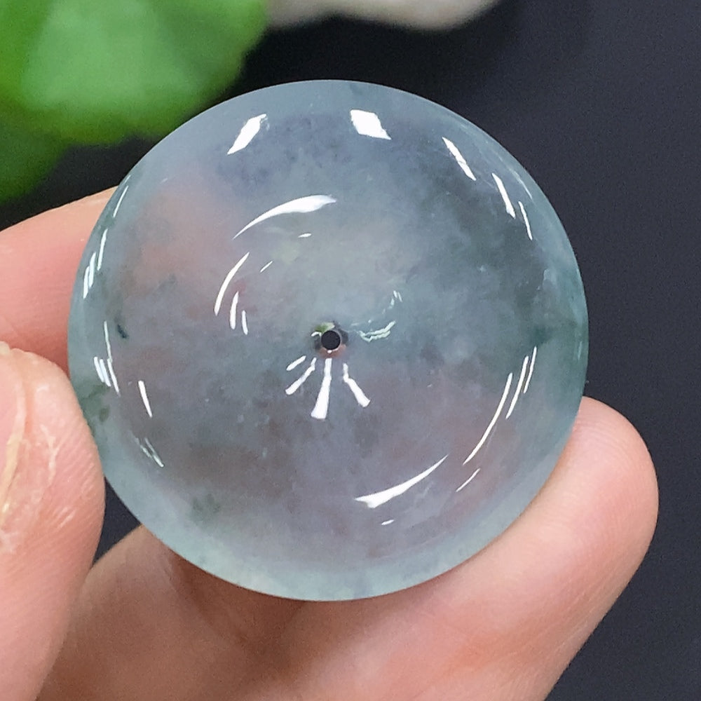 Jadeite safety pendant from HUILIU HQ, approximately 10g, featuring a smooth, polished jadeite stone in a secure pendant setting.