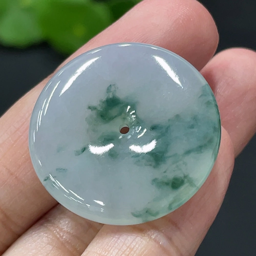 Natural Grade A jadeite peace pendant from HUILIU HQ, 8.07g, showcasing smooth, polished jade with a peaceful design.
