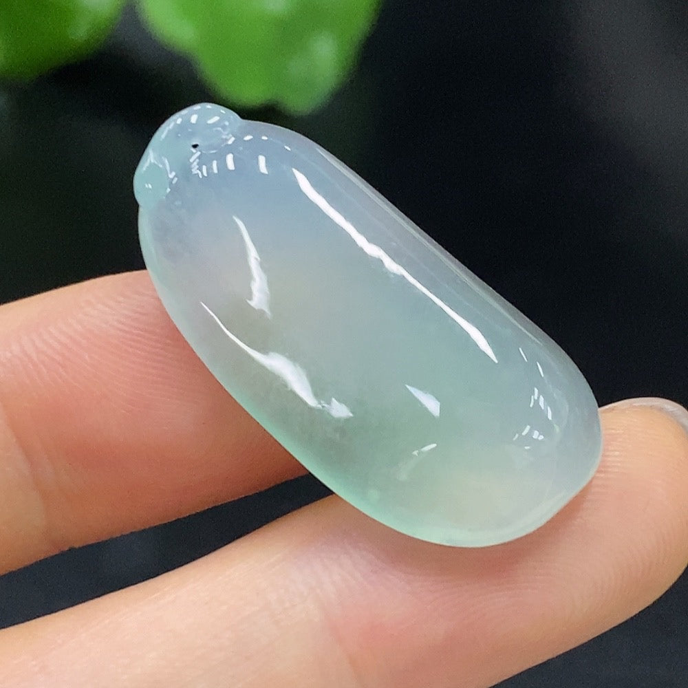 Natural Grade A Jadeite pendant featuring Fu Gua design from HUILIU HQ, showcasing smooth, polished jade with intricate carvings.