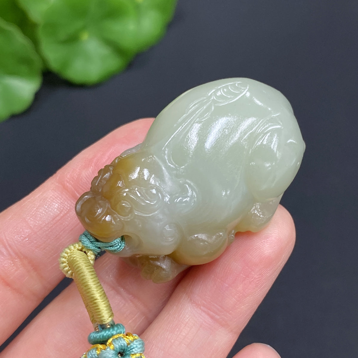 Natural Grade A jadeite Pi Xiu pendant from HUILIU HQ, featuring intricate carving and vibrant green jade for jewelry.