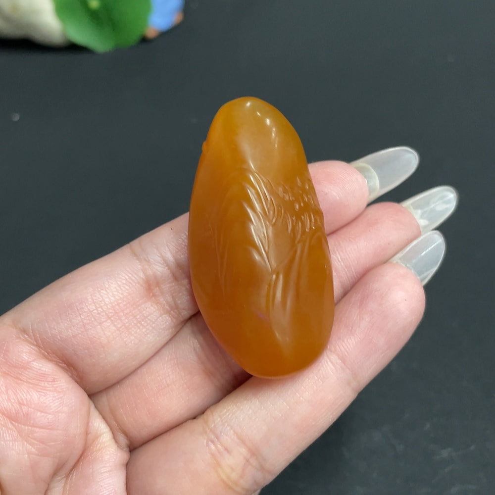 Natural Grade A Jadeite Shoushan stone ornament by HUILIU HQ, showcasing smooth, polished jade with intricate carvings.