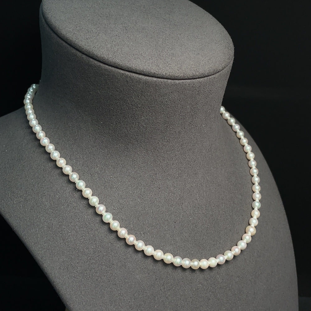 HUILIU HQ seawater pearl necklace with 4.8mm pearls, non-gold, total weight approx. 13.53g, elegant jewelry piece.