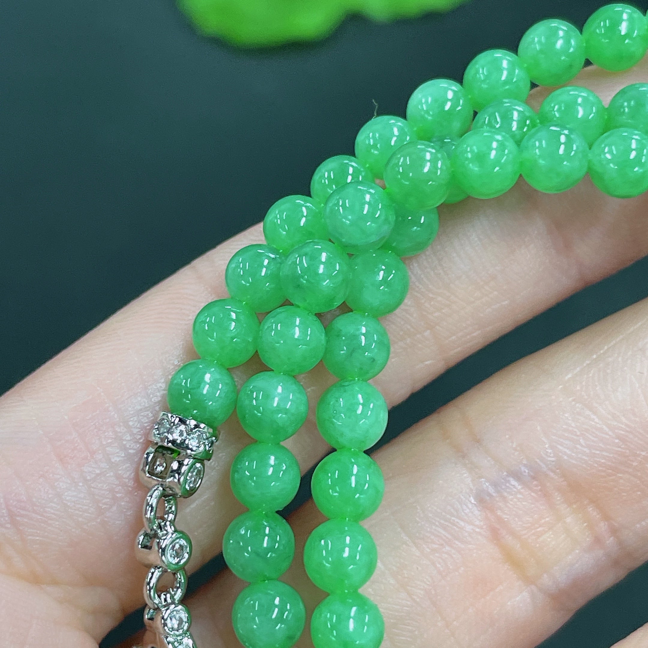 Jadeite Bead Necklace Approximately 4.8mm Non-Gold Total Weight About 23.8g
