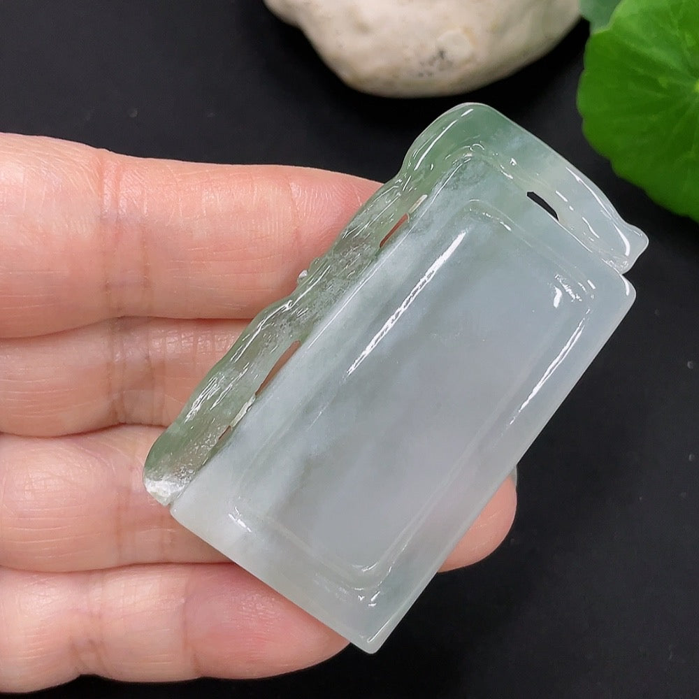 Jadeite Landscape Pendant, Total Weight Approximately 25.5g