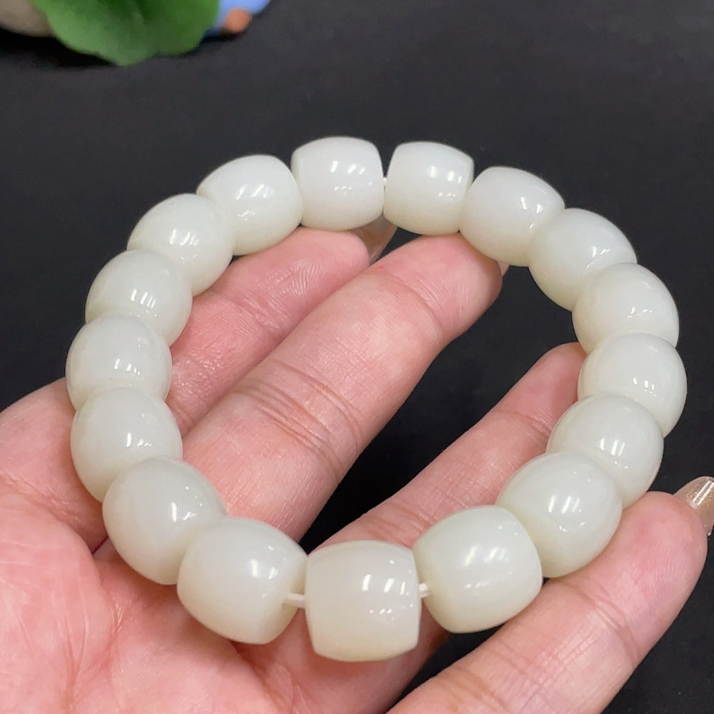 Hetian Jade Bracelet, . 12.9 mm, . | Huiliu Certified