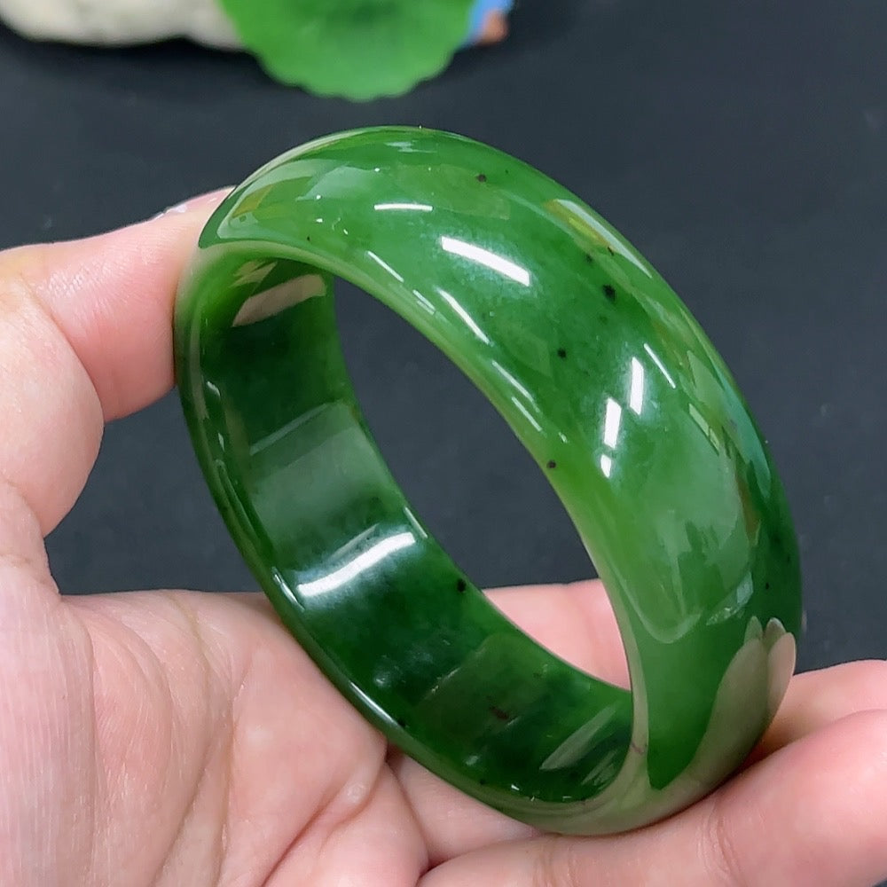 Hetian Jade Jasper Round Bracelet Size 60.2 Total Weight Approx. 81.7g