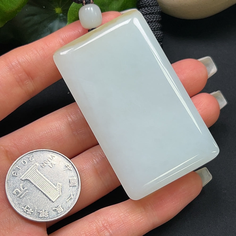Hetian Jade Plain Pendant with Rope