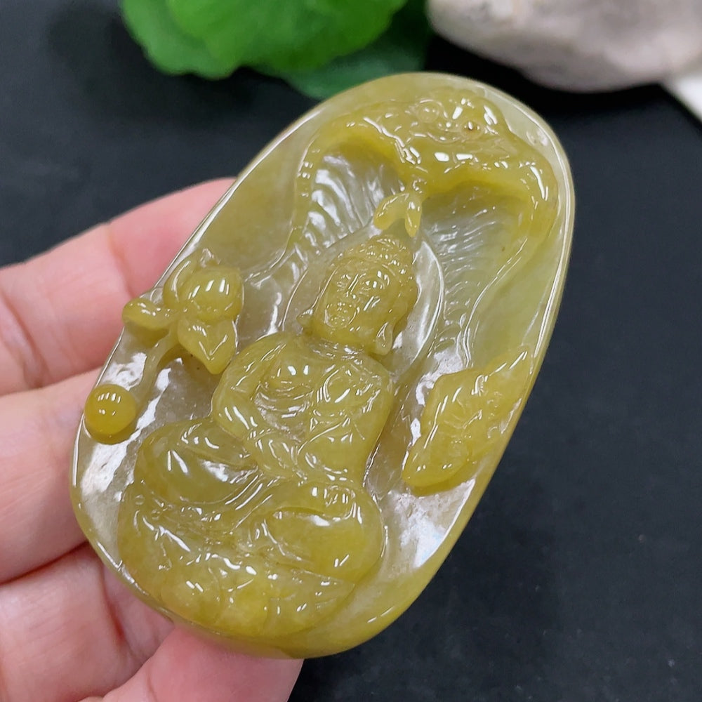 Jadeite Amitabha Buddha Pendant Total Weight Approx. 47.7g