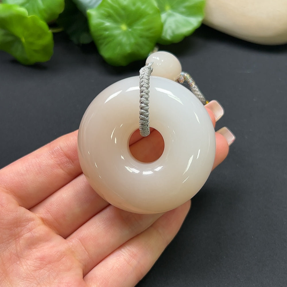 Hetian Jade Peace Knot Pendant Including Rope