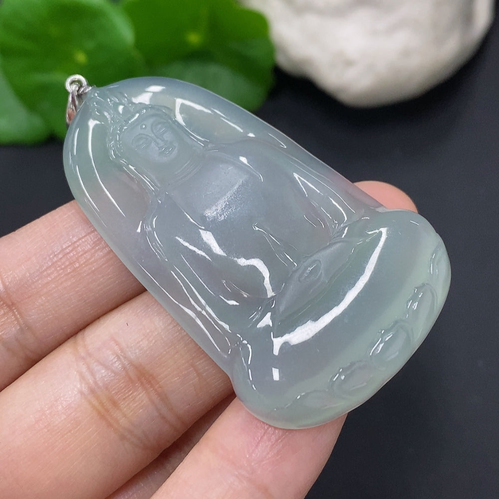 Jadeite Guanyin Pendant (No hallmark, Pt95% content tested) | Huiliu Certified
