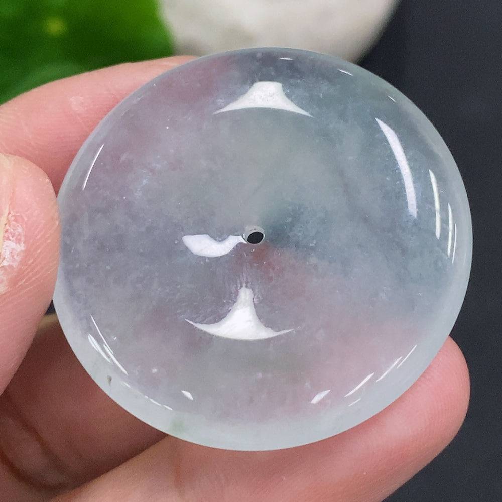 Jadeite Peace Button by HUILIU HQ featuring a smooth, polished green jade pendant with carved peace symbol design.