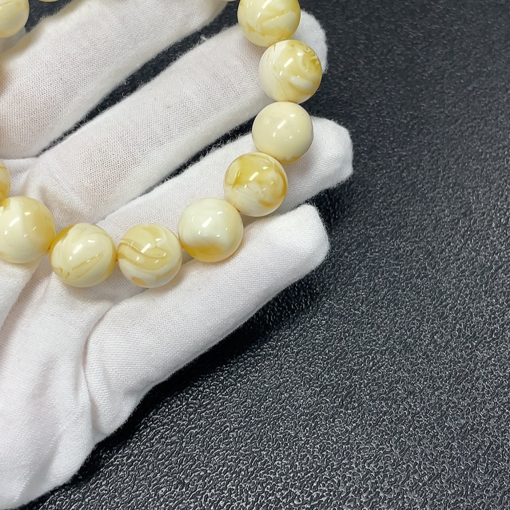 Amber Beeswax Bracelet, ., Size About 12.3mm | Huiliu Certified