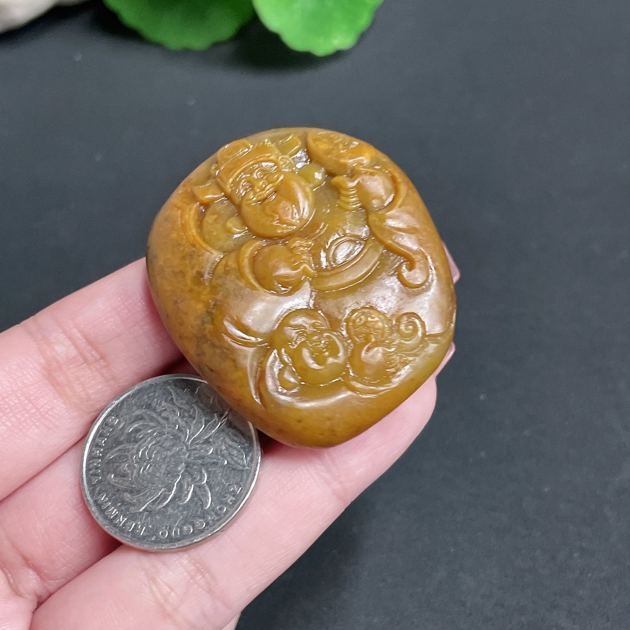 Hetian Jade Seed Material Pendant - God of Wealth - Total Weight Approx. 45.3g - Undetermined Skin Color Origin