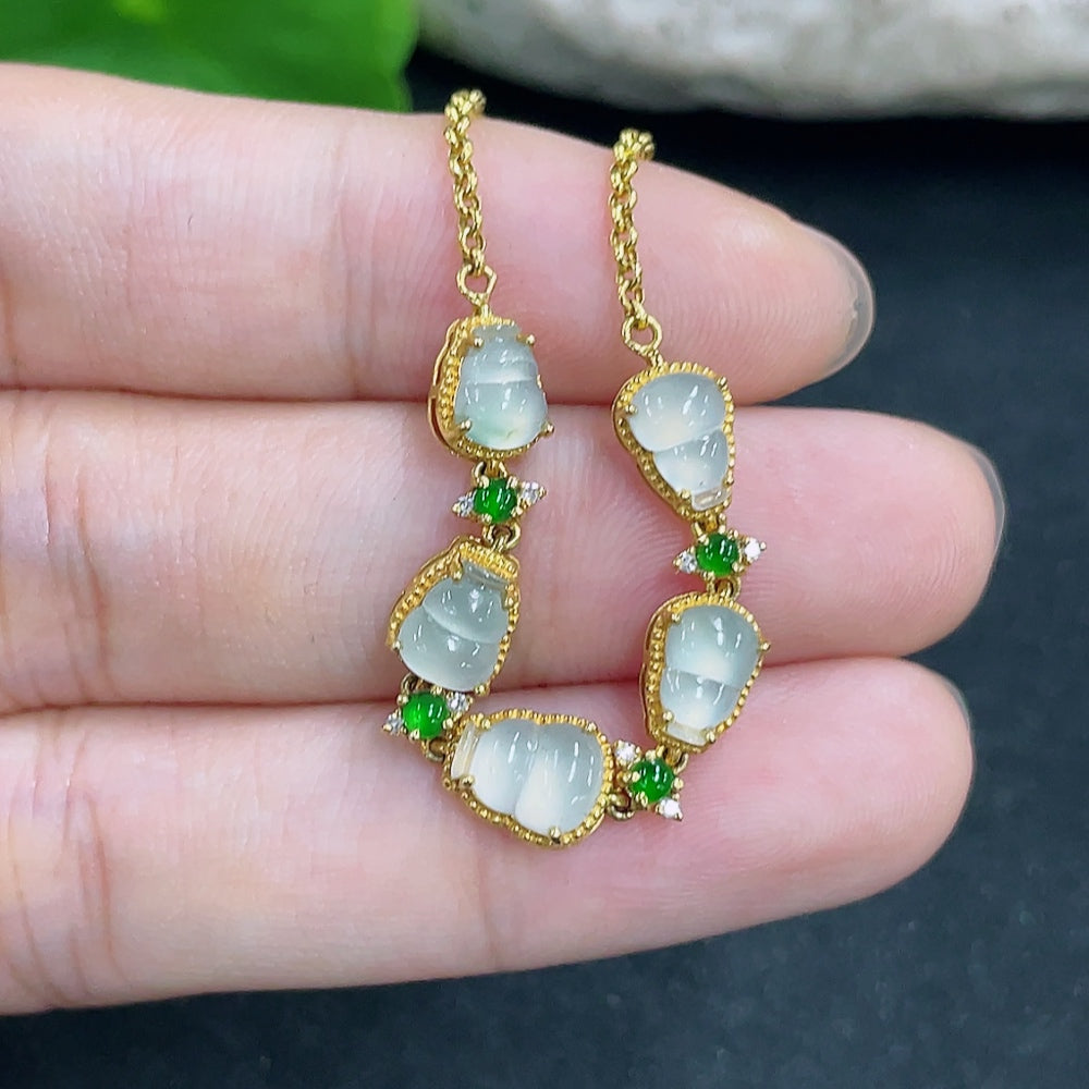 Jadeite inlaid bracelet 18K Gold with diamond