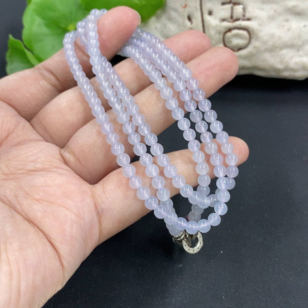 Jadeite Bead Necklace Approx. 4mm Non-Gold