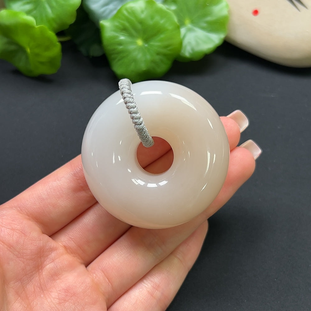 Hetian Jade Peace Knot Pendant Including Rope