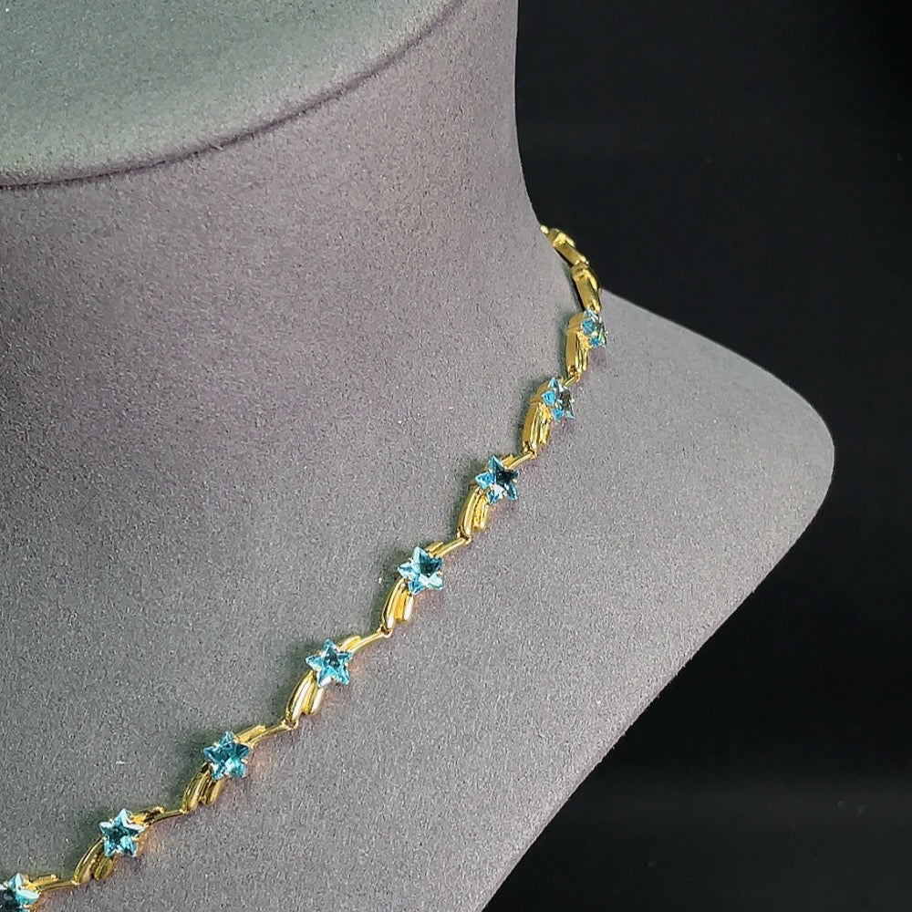 Topaz inlaid necklace, no imprint, tested gold content 18k gold, total product weight approximately 27.01 grams