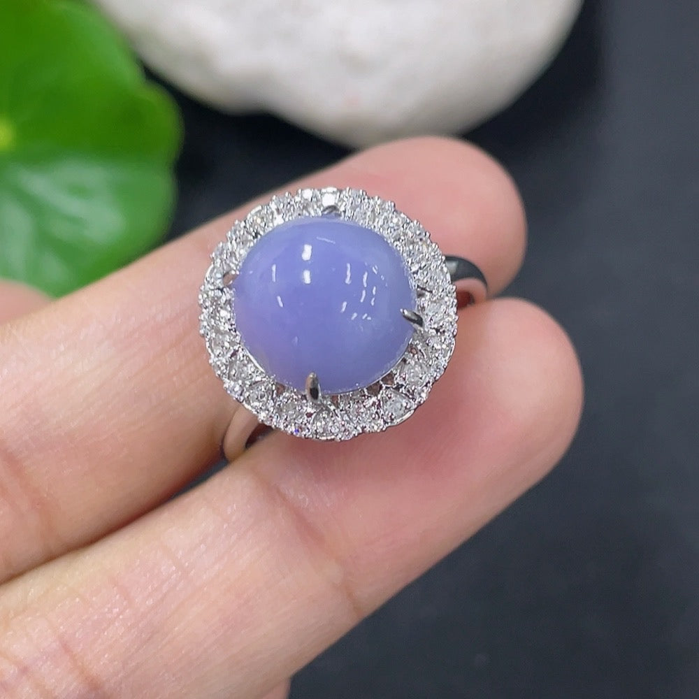 Jadeite Ring with 18k Gold and Diamond Accents, Size 14, Total Weight Approximately 5.68g