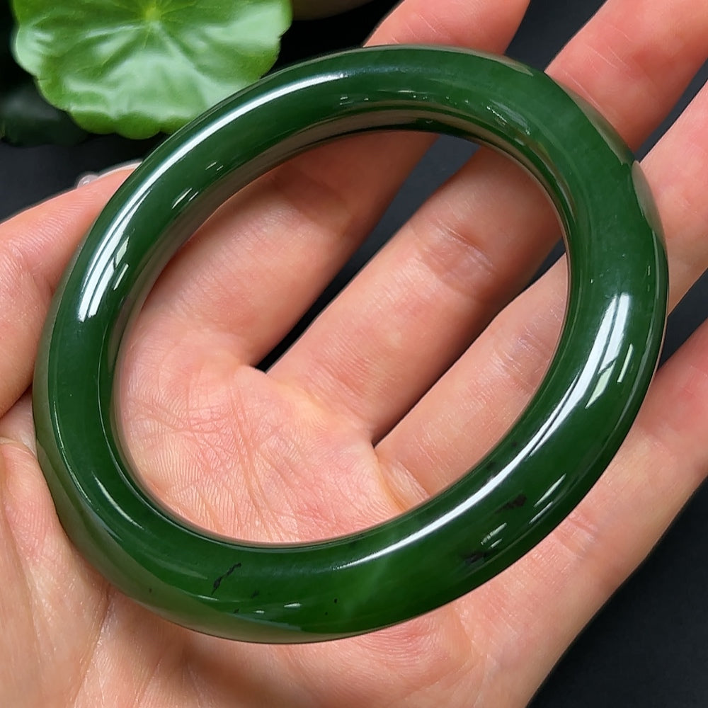Hetian Jade Green Jade Round Bangle