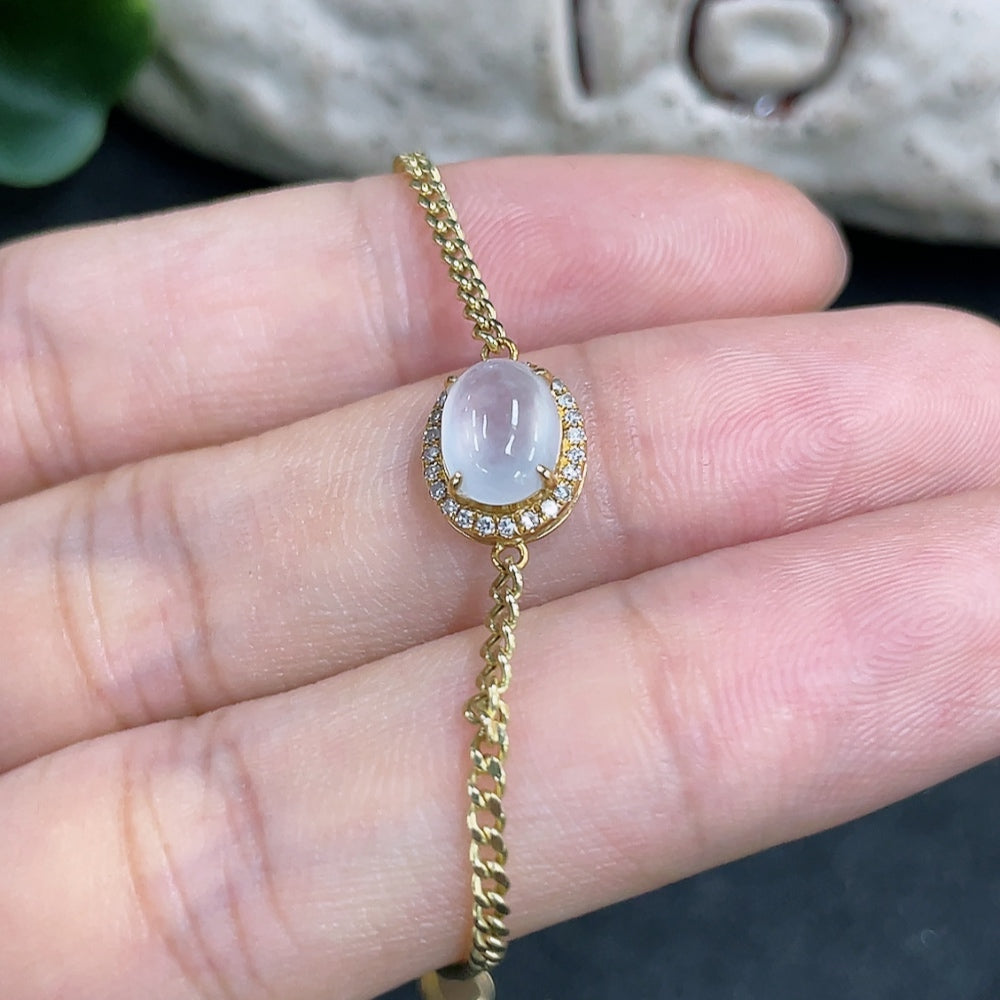 Jadeite cabochon bracelet with 18k gold and diamond accents