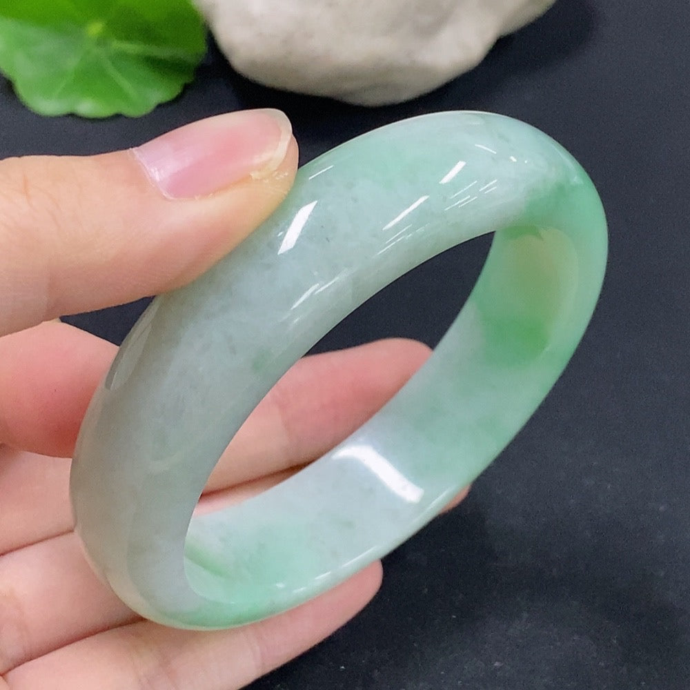 Jadeite round bracelet with jade stones, size 58.8, total weight approx. 74.38g, from HKHQ, showcasing smooth polished beads.