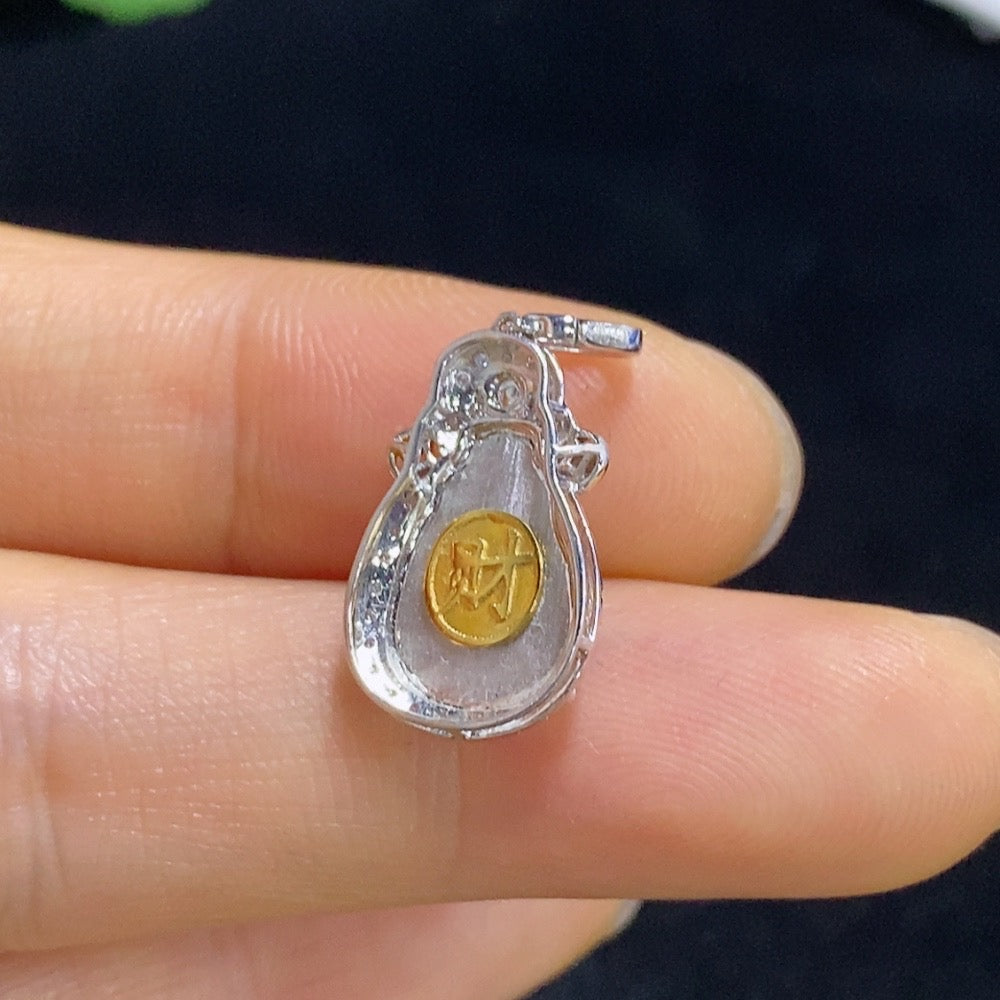 Jadeite Maitreya Inlaid Pendant 18k with Diamond, Total Weight Approx. 1.8g
