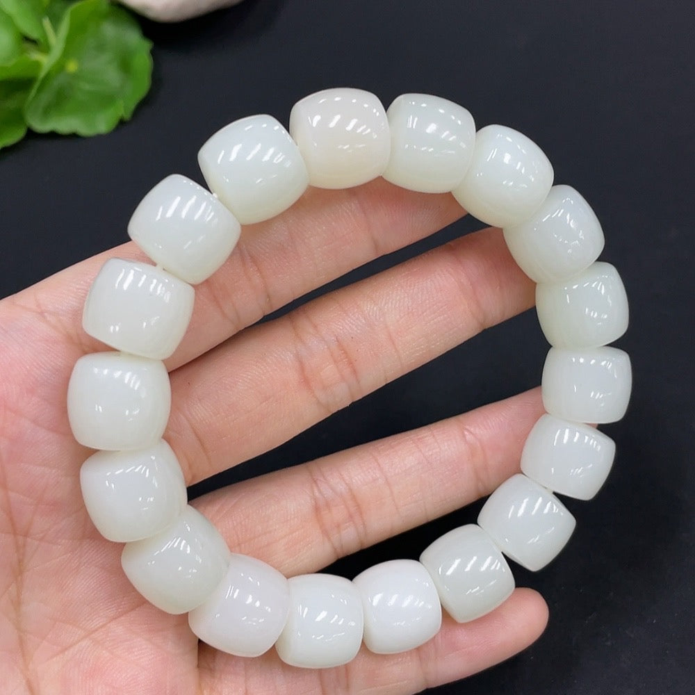 Hetian Jade Bead Bracelet, approx. 13mm, total weight approx. 66.1g