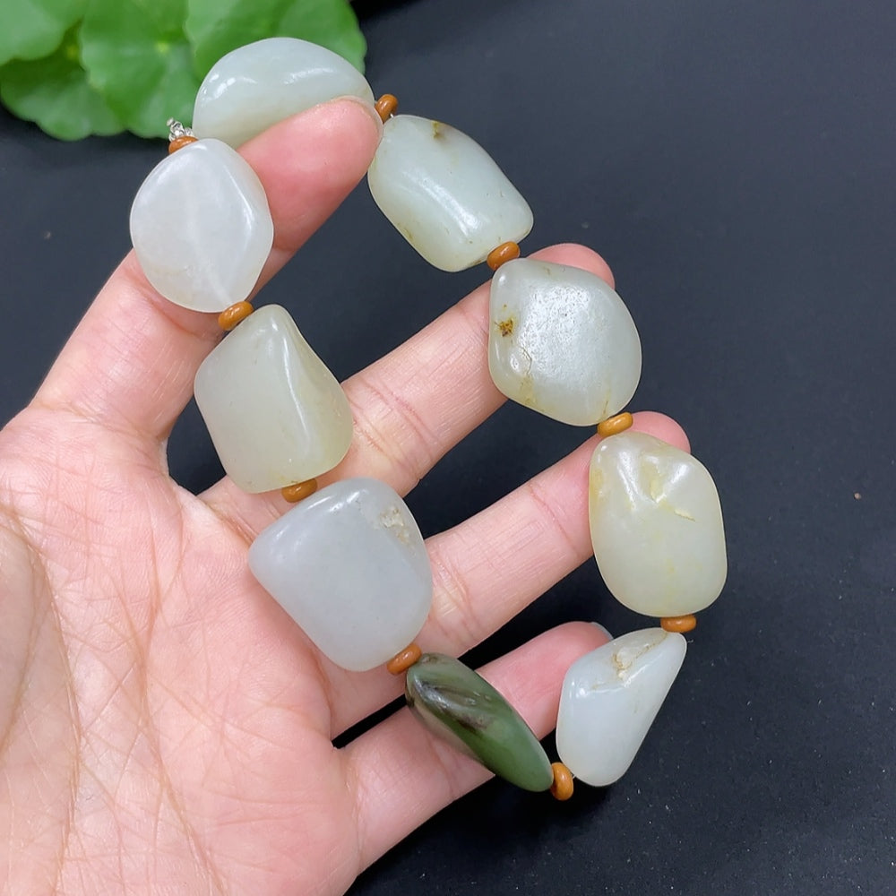 Hetian Jade Bracelet, Total Weight Approx. 60.5g, Undetermined Skin Color Origin