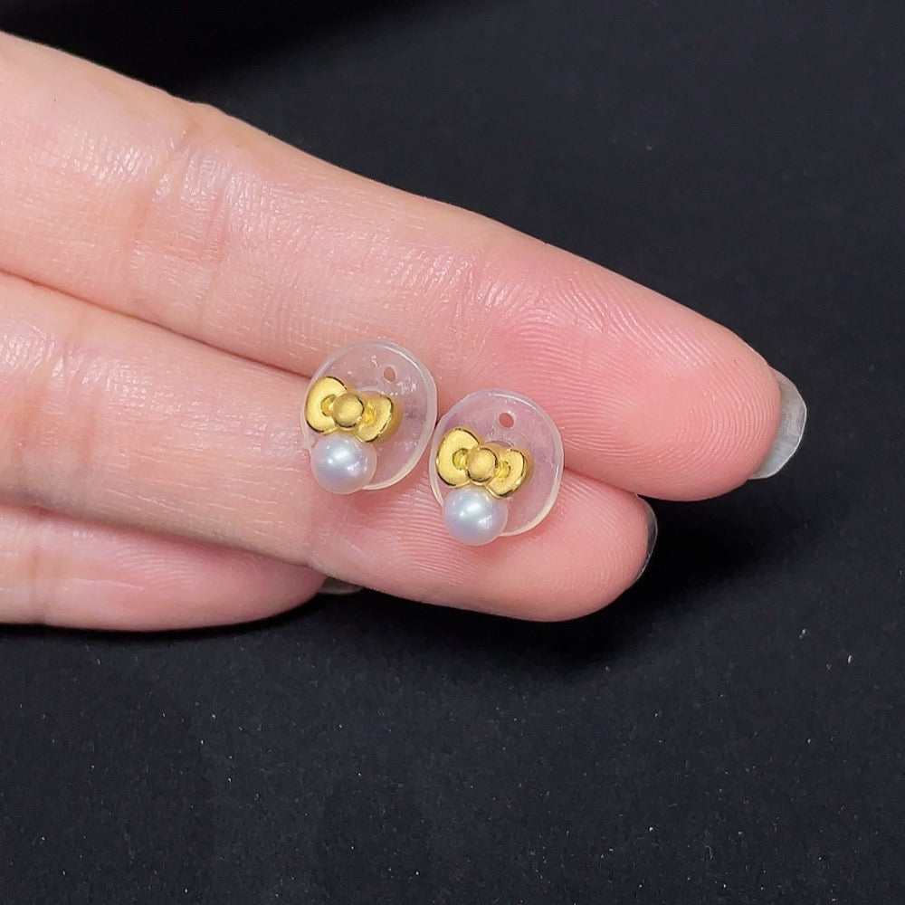 Pearl Stud Earrings with 99% Gold Setting